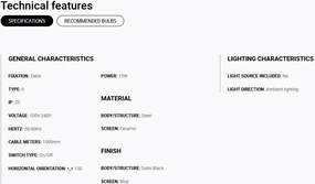 Veioza/Lampa de masa design decorativ VENICE Blue