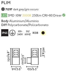 Aplica LED de perete exterior design modern IP65 PLIM-3