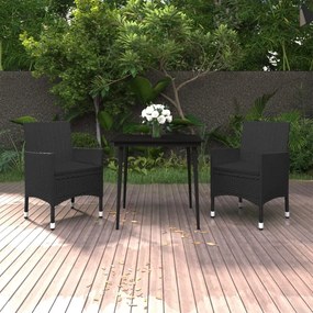 3099733 vidaXL Set mobilier de grădină cu perne, 3 buc, poliratan și sticlă