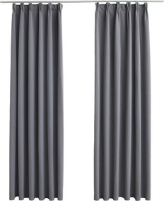 vidaXL Draperii opace cu cârlige, 2 buc., gri, 140 x 225 cm