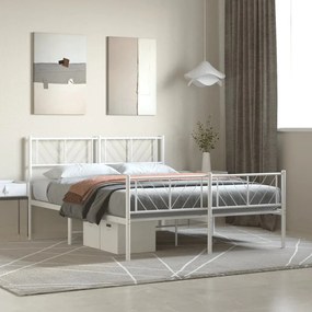 372244 vidaXL Cadru de pat metalic cu tăblie, alb, 120x200 cm