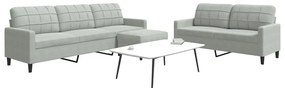 vidaXL Set de canapele cu perne, 3 piese, gri deschis, catifea