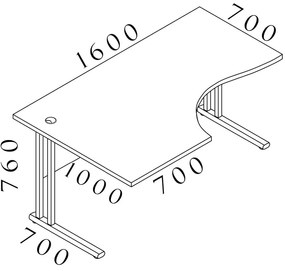 Masa coltar Visio LUX 160 x 100 cm, stanga, stejar