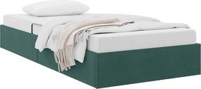 vidaXL Pat cu storage cu headboard Verde închis 90 x 190 cm Catifea