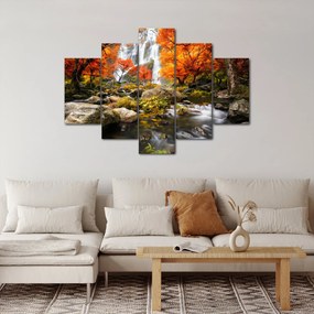 Tablou - Cascade în peisaj de toamnă, portocaliu (150x105 cm)