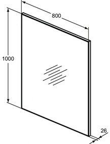 Oglinda dreptunghiulara 80 cm Ideal Standard MirrorLight 800x1000 mm