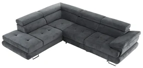 Colţar, material textil, gri, model stânga, BUTON P