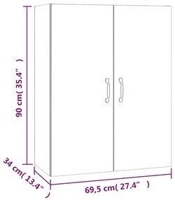 Dulap inalt, stejar maro, 69,5x34x180 cm, lemn prelucrat