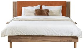 Pat matrimonial portocaliu cu somieră 140x190 cm Lior – Bobochic Paris