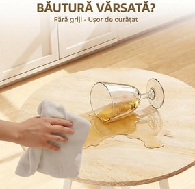 HOMCOM Masă Înaltă Rotundă cu Raft, Masă Modernă pentru Bucătărie sau Dining, PAL, Metal, Lemn Natural și Alb | Aosom Romania