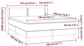 Pat box spring cu saltea, cappuccino, 140x190cm piele ecologica Cappuccino, 140 x 190 cm, Culoare unica si cuie de tapiterie