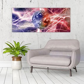 Tablou - Globul pământen în curenți (120x50 cm)