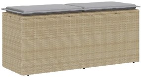 vidaXL Bancă de grădină cu pernă Bej 110x40x44 cm polirattan