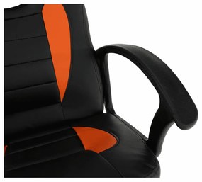 Scaun de birou Madan new 56 cm piele ecologica neagra cu portocalie