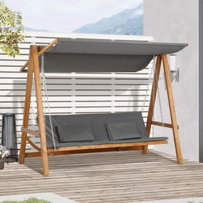 Outsunny Balansoar de Gradina 3 Locuri, 225.5x113x180cm, Gri si Teck | Aosom Ro