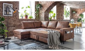 Colțar maro extensibil cu tapițerie din imitație de piele (cu colț pe partea stângă ) Lofty Lilly – Miuform