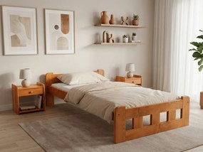 Pat de o persoana inalt Naomi 90x200 cm, arin Saltele: Fara saltea, Somiera pat: Cu lamele drepte