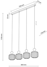 Lustră cu cablu BALLO, 4 x E14, 10 W, 230 V, bej
