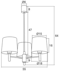 Candelabru modern design elegant BOLZANO 3L roz