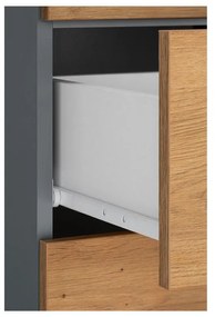 Dulap de baie în culoare naturală înalt/îngust cu aspect de lemn de stejar 130x35 cm Malika – Støraa