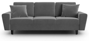 Canapea gri deschis extensibilă, cu spațiu de depozitare cu tapițerie din catifea 235 cm Kyoto – Cosmopolitan Design