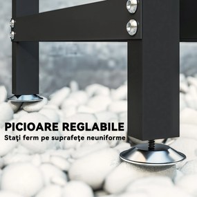 Outsunny Suport de Lemne pentru Exterior din Oțel, cu Acoperire Impermeabilă Oxford 600D, Structură Reglabilă și Lanțuri Metalice, Suport de Lemne Ridicat, 0.8m³, 235x31x116 cm, Negru | Aosom Romania