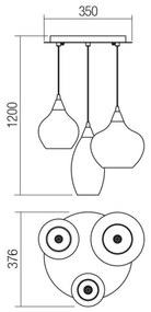 Lustră pe cablu TANNER 3xE14/28W/230V Redo 01-3192