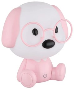 Veioză LED reîncărcabilă dimabilă de veghe pentru copii Globo 21761P PUPPY 1W/5V 500 mAh roz