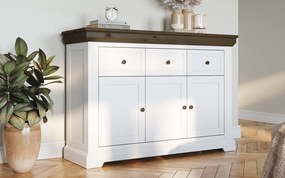 Comodă lemn masiv nuc Iris Alb/, 131 × 41 × 92 cm