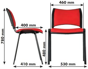 Scaun de conferinta SMART - picioare negre cu cotiere, negru