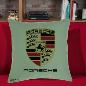 Perna Personalizata Porsche Stuttgart, 40x40 cm, Verde, Husa Detasabila, Perna Inclusa, BEKZ®