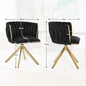 Set de 2 scaune pivotante din catifea, Negru | Aosom Romania