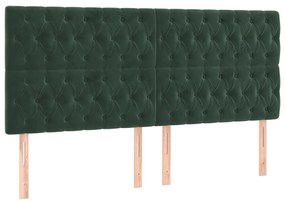 Pat box spring cu saltea, verde inchis, 200x200 cm, catifea Verde inchis, 200 x 200 cm, Design cu nasturi