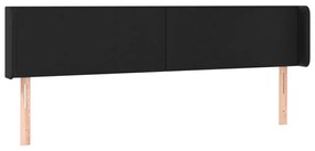 Tablie de pat cu aripioare negru 183x16x78 88cm piele ecologica 1, Negru, 183 x 16 x 78 88 cm