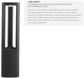 Stalp LED de exterior IP54 Michigan H-50cm 1005-500GY SRT
