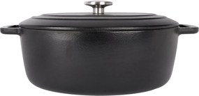 Oală fontă emailată ovală cu capac 31x24 cm Negru Fontestic Cosy &amp; Trendy 9967314