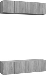 vidaXL Comode TV, 4 buc., gri sonoma, 60x30x30 cm, lemn prelucrat
