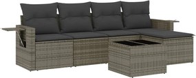vidaXL Set mobilier grădină cu perne, 6 piese, gri, poliratan