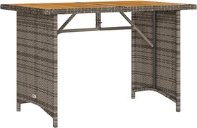 vidaXL Masă de grădină cu blat din lemn, gri, 110x68x70 cm, poliratan