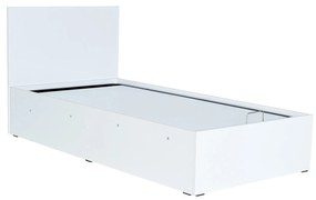 Pat de o persoană 90 cm Kalabora (cu somieră) (cu sp. depozitare) (alb). 1108497