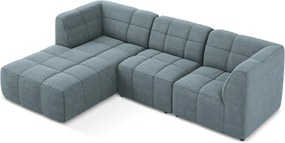 Colțar albastru cu tapițerie din țesătură bouclé (cu colț pe partea stângă/cu șezlong) Aloha – Makamii