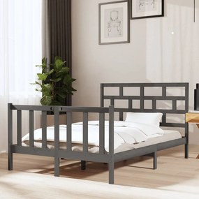 3101320 vidaXL Cadru de pat mic dublu, gri, 120x190 cm, lemn masiv de pin
