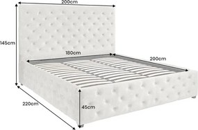 Pat PARIS 180x200cm catifea bej sampanie cu spatiu de depozitare