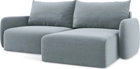 Colțar albastru extensibil/cu spațiu de depozitare cu tapițerie din catifea (cu colț pe partea dreaptă/cu șezlong) Kalena – Makamii