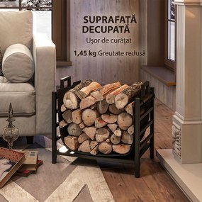 Outsunny Suport de Lemne, cu husă de transport din Oxford 600D, Capacitate 50 kg, 49x34x44 cm, Negru | Aosom Romania