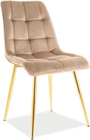 Scaun tapitat stofa CHIC, bej/auriu, 50x58x88 cm