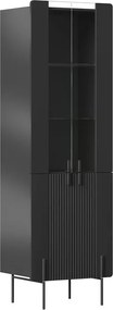Vitrină cu patru uși Malmi 60 cm - negru mat / picioare negre
