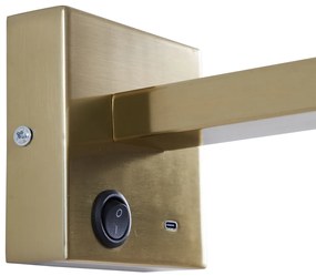 Plafonieră modernă de perete aurie cu USB-C înclinabilă - Rex
