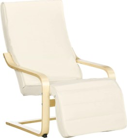 HOMCOM Fotoliu Relax cu Suport pentru Picioare Reglabil în 5 Nivele și Tetieră, 66,5x94x100 cm, Crem | Aosom Romania