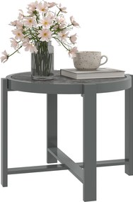 Outsunny Masă laterală rotundă pentru grădină/balcon, aluminiu rezistent la intemperii, aspect marmură, gri | Aosom Romania